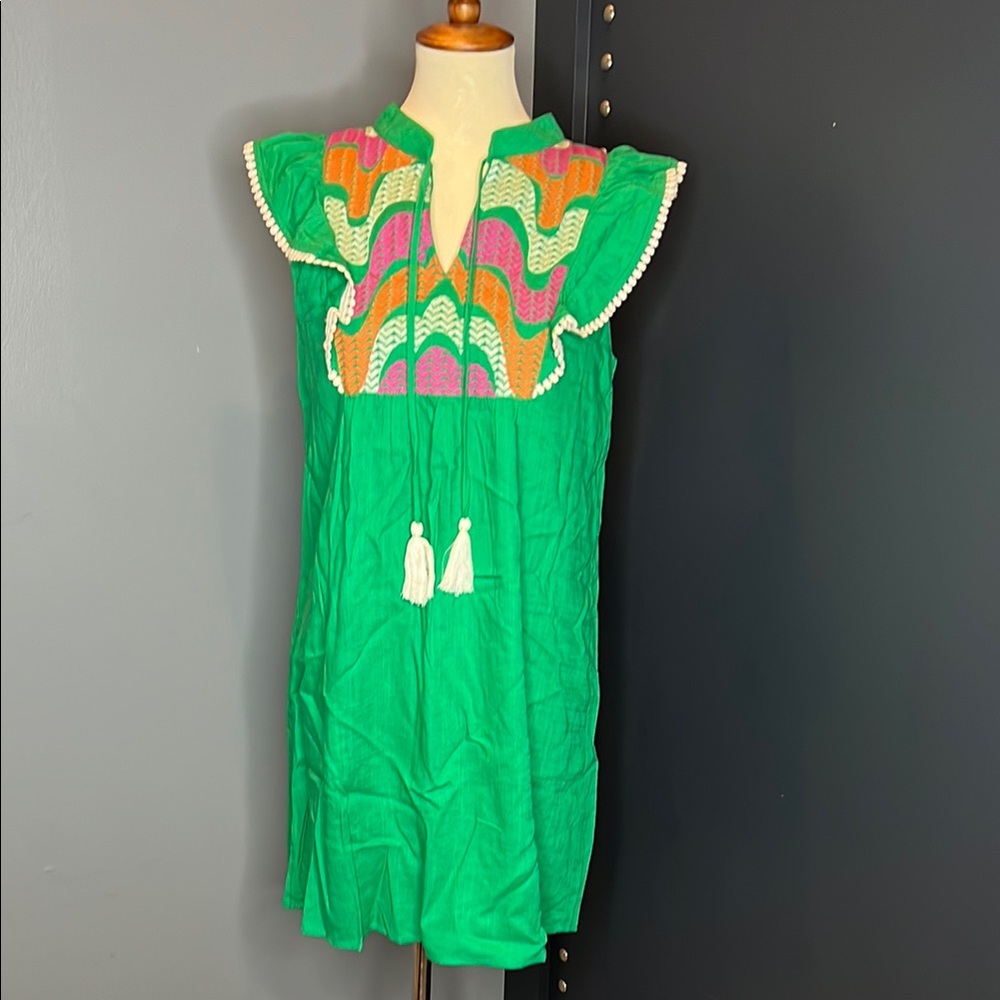 THML Sandra Green Embroidered Women’s Dress NWT